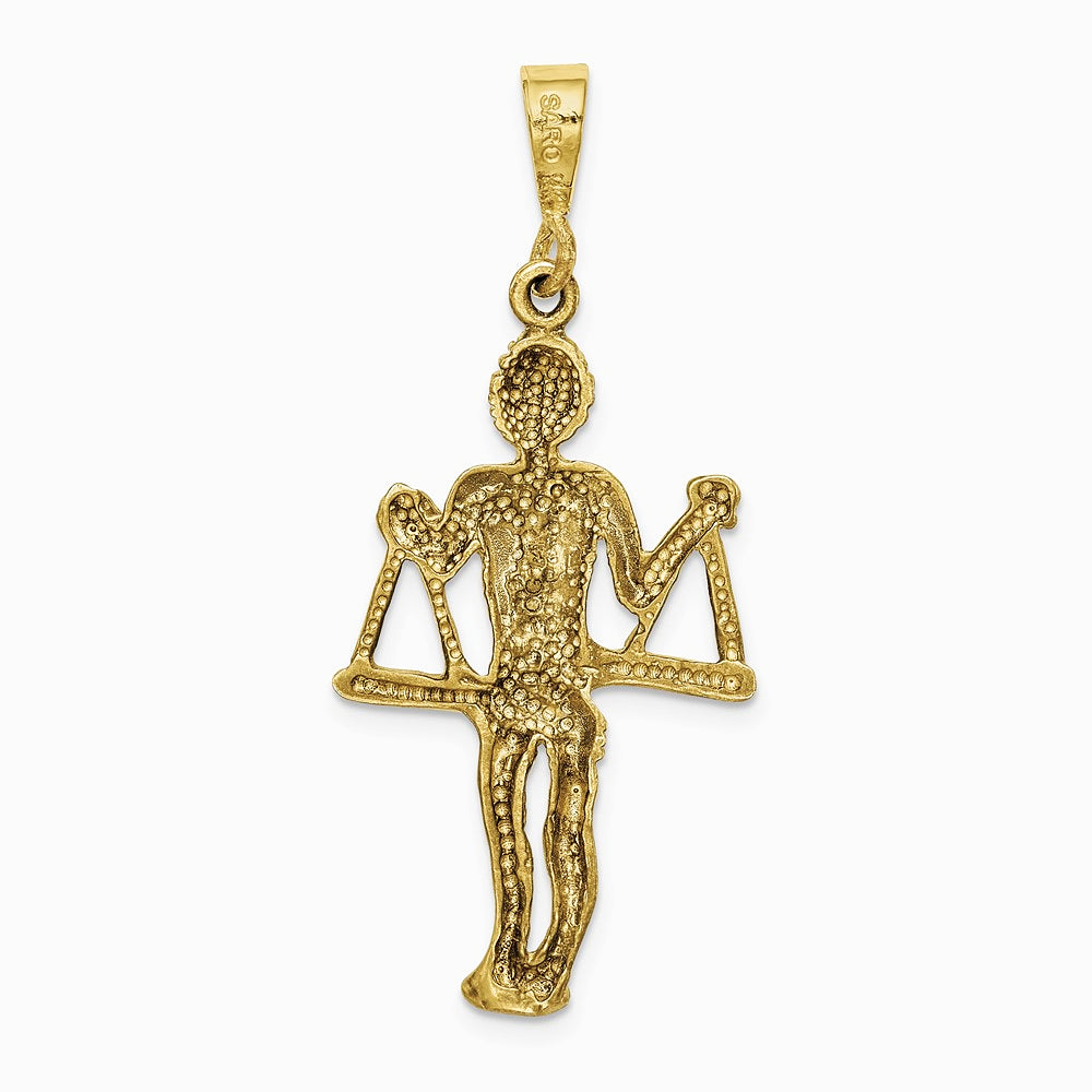 14K Yellow Gold Satin Diamond-cut Libra Zodiac Charm - Product Photo