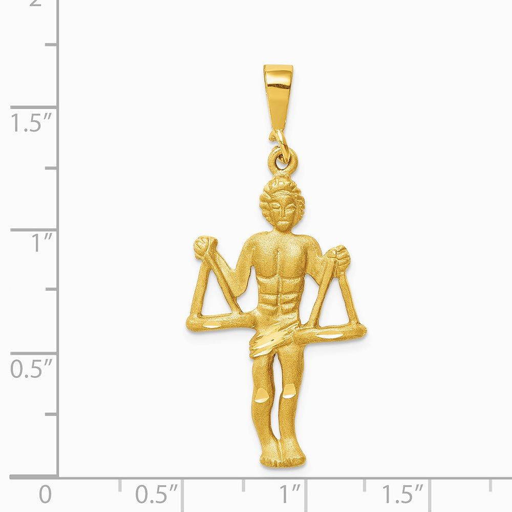 14K Yellow Gold Satin Diamond-cut Libra Zodiac Charm - Product Photo