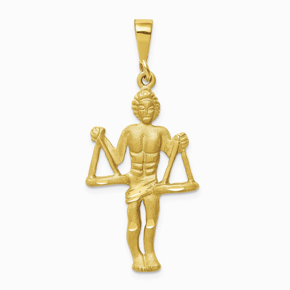 14K Yellow Gold Satin Diamond-cut Libra Zodiac Charm - Product Photo