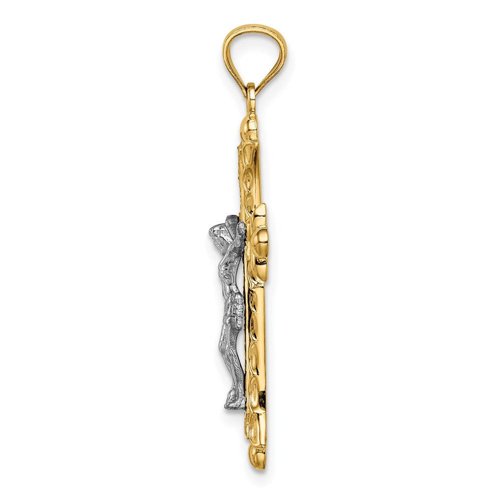 14K Two-Tone Florentine Crucifix - Product Photo