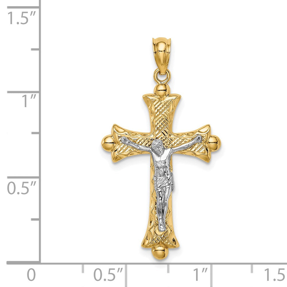 14K Two-Tone Florentine Crucifix - Product Photo