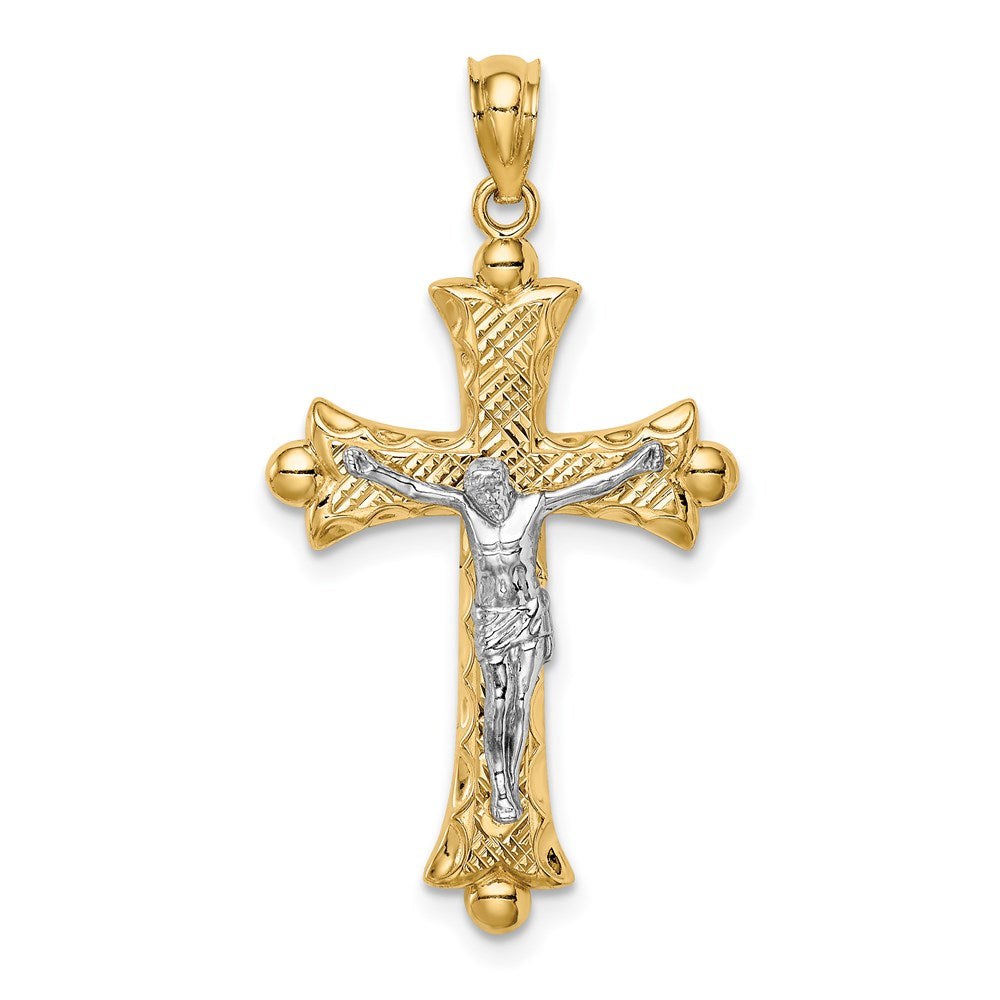 14K Two-Tone Florentine Crucifix - Product Photo