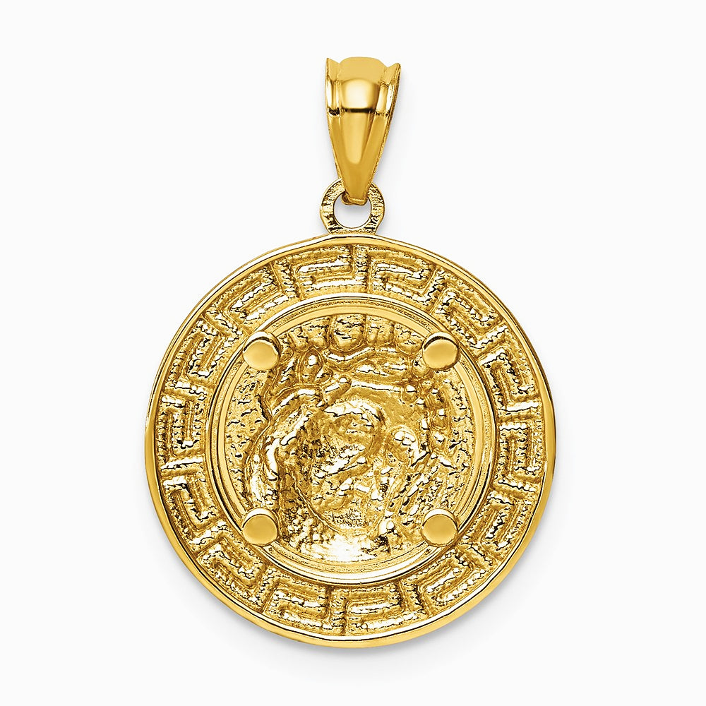 14K Yellow & Rhodium with White Rhodium Jesus Medal - Product Photo