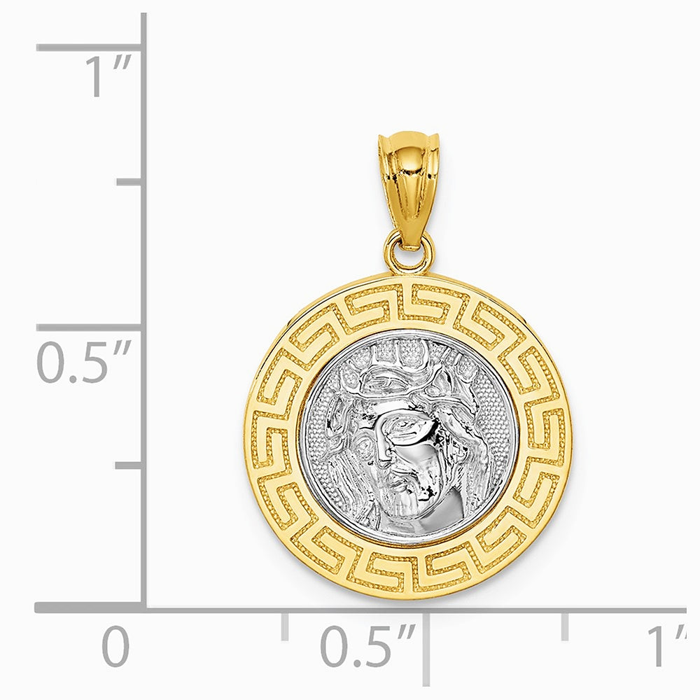 14K Yellow & Rhodium with White Rhodium Jesus Medal - Product Photo
