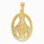 14K Yellow & Rhodium White Rhodium Polished Miraculous Medal Pendant - Product Photo