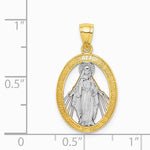 14K Yellow & Rhodium White Rhodium Polished Miraculous Medal Pendant - Product Photo