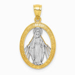 14K Yellow & Rhodium White Rhodium Polished Miraculous Medal Pendant - Product Photo