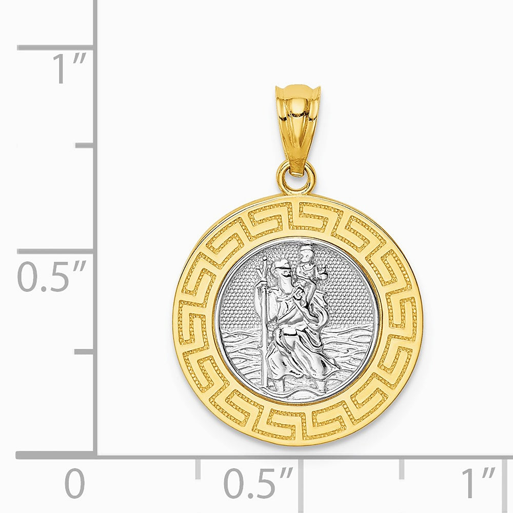 14K Yellow & Rhodium w/ Rhodium St. Christopher Medal - Product Photo