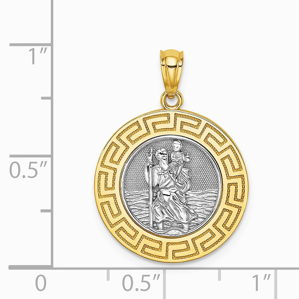 14K Yellow & Rhodium w/ Rhodium St. Christopher Medal - Product Photo
