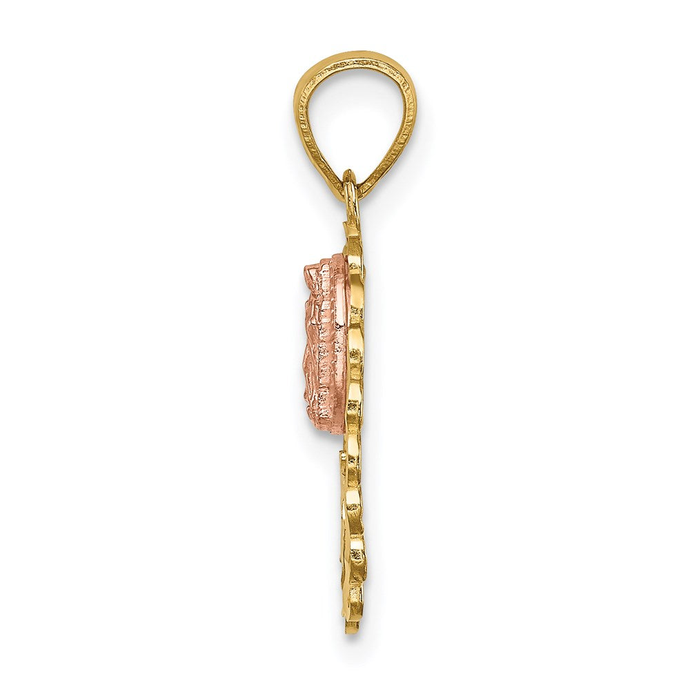 14K Two-tone with White Rhodium Lady of Guadalupe 15 Pendant - Product Photo