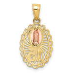 14K Two-tone with White Rhodium Lady of Guadalupe 15 Pendant - Product Photo