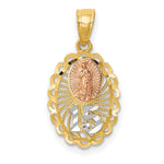 14K Two-tone with White Rhodium Lady of Guadalupe 15 Pendant - Product Photo