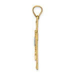 14K Yellow & Rhodium with Rhodium Cross with Rosary Pendant - Product Photo