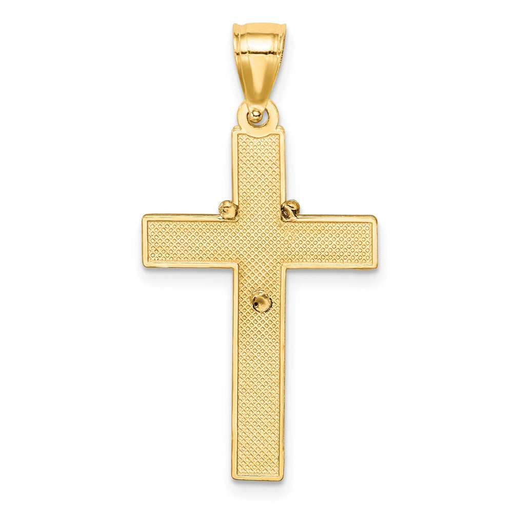 14K Yellow & Rhodium with Rhodium Cross with Rosary Pendant - Product Photo