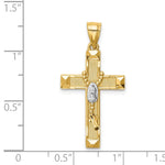 14K Yellow & Rhodium with Rhodium Cross with Rosary Pendant - Product Photo