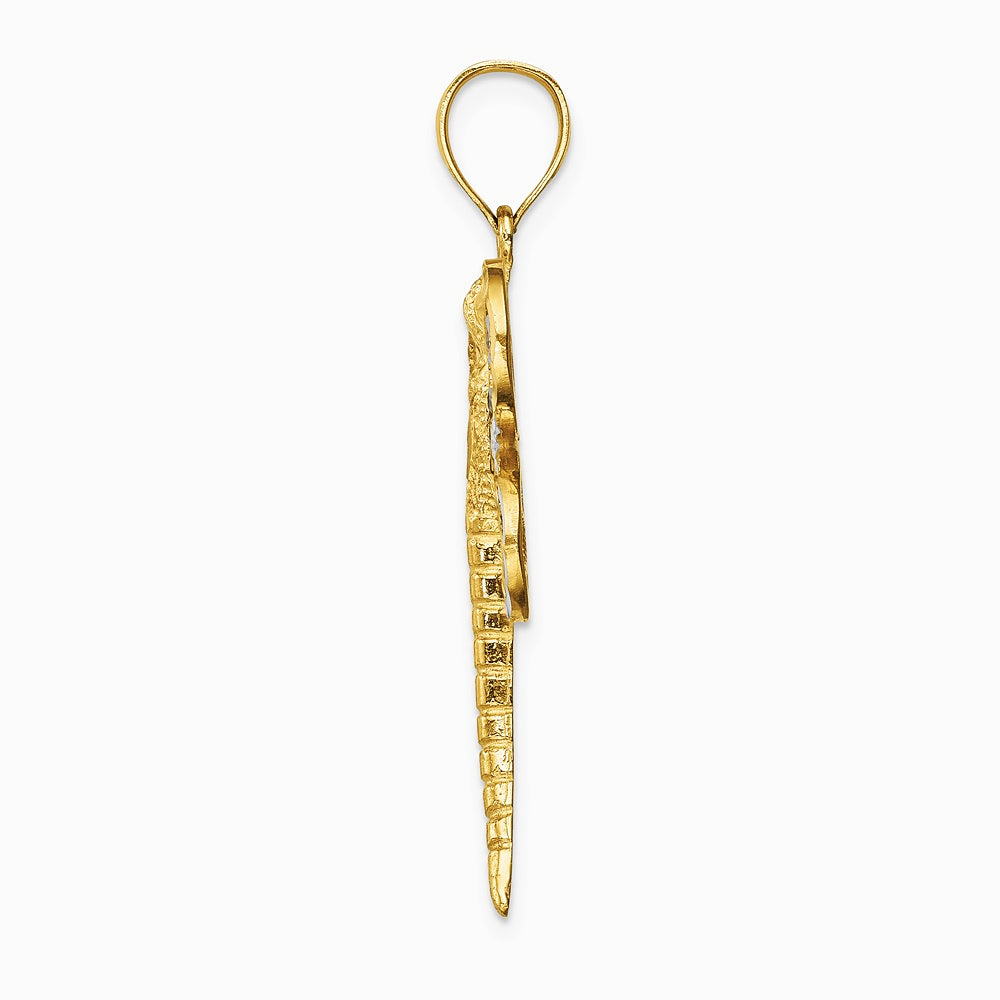 14K Yellow & Rhodium Diamond-cut White Rhodium Dragonfly Pendant - Product Photo