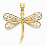 14K Yellow & Rhodium Diamond-cut White Rhodium Dragonfly Pendant - Product Photo