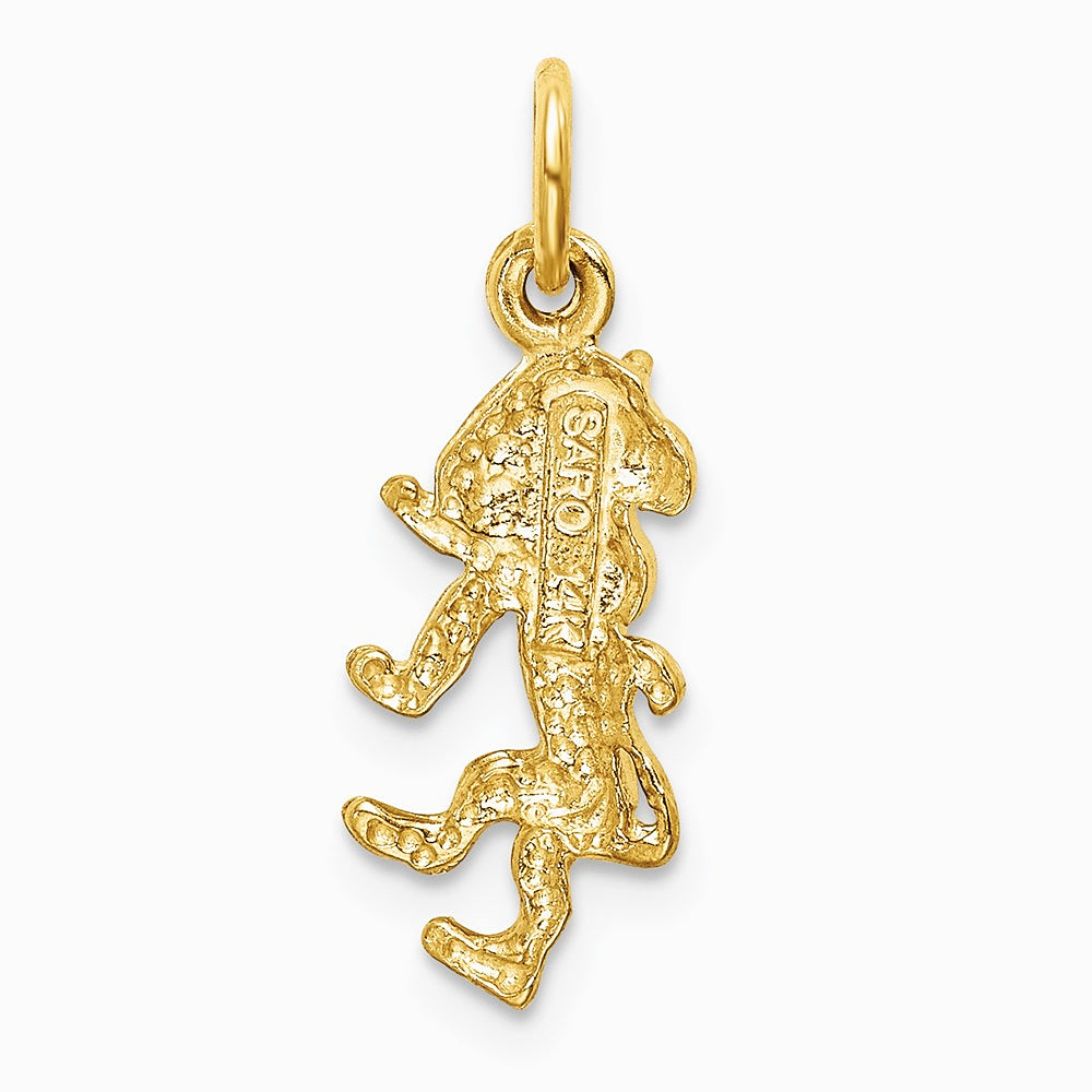 14K Yellow Gold Satin Diamond-cut Leo Zodiac Charm - Product Photo