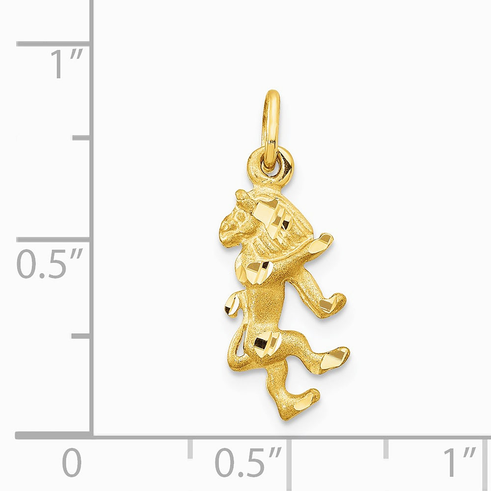 14K Yellow Gold Satin Diamond-cut Leo Zodiac Charm - Product Photo