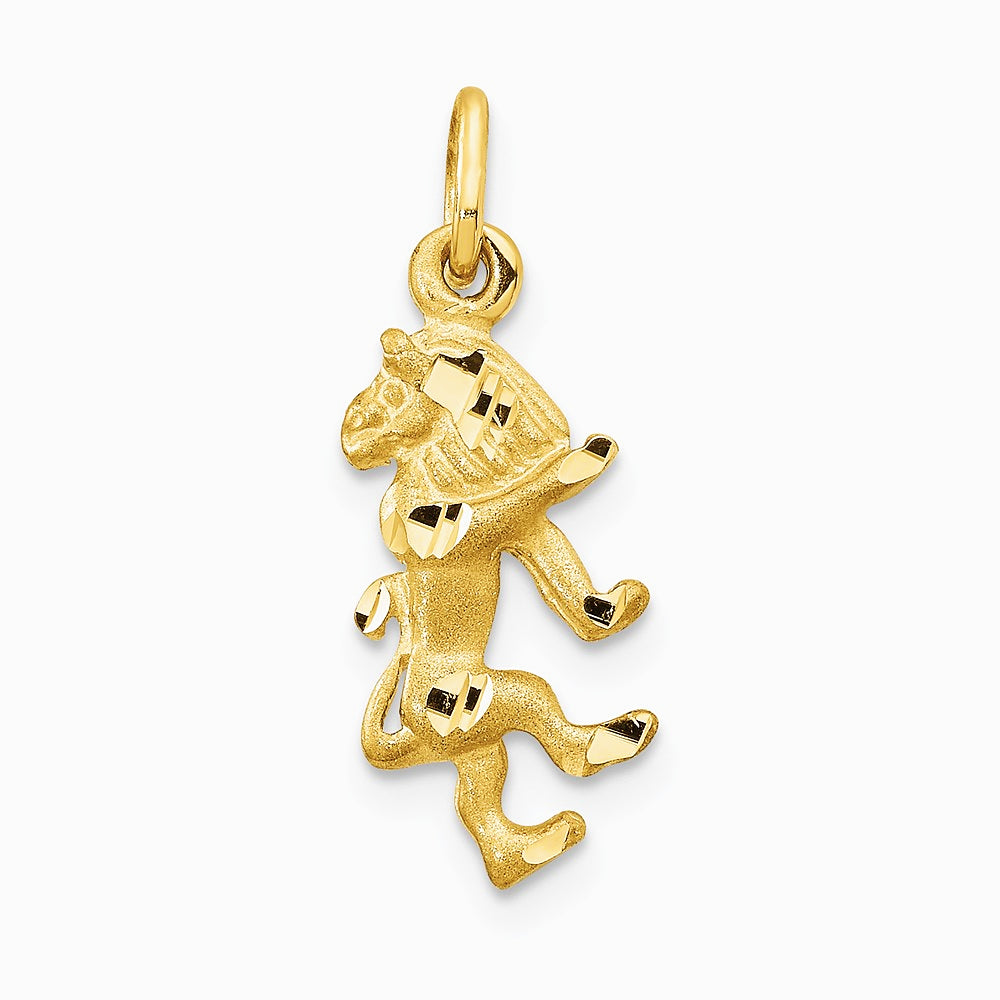 14K Yellow Gold Satin Diamond-cut Leo Zodiac Charm - Product Photo