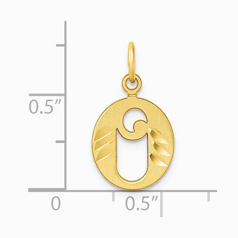 14K Yellow Gold Diamond-cut Letter O Initial Charm - Product Photo