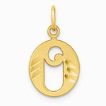 14K Yellow Gold Diamond-cut Letter O Initial Charm - Product Photo