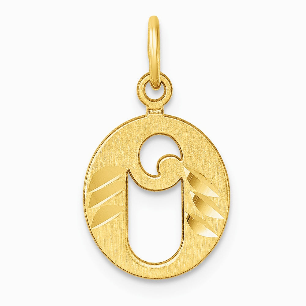 14K Yellow Gold Diamond-cut Letter O Initial Charm