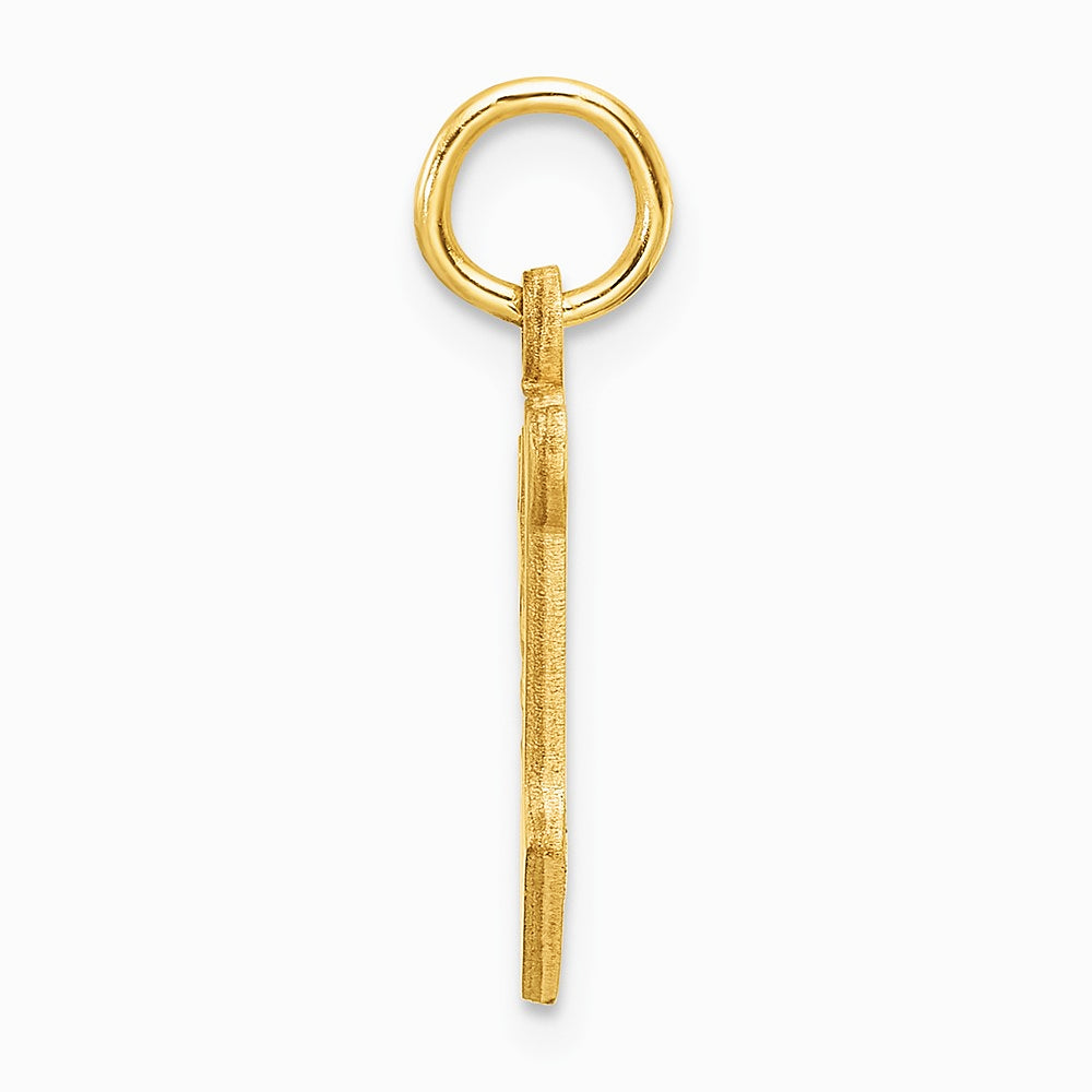 14K Yellow Gold Diamond-cut Letter V Initial Charm - Product Photo