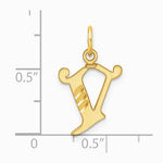 14K Yellow Gold Diamond-cut Letter V Initial Charm - Product Photo