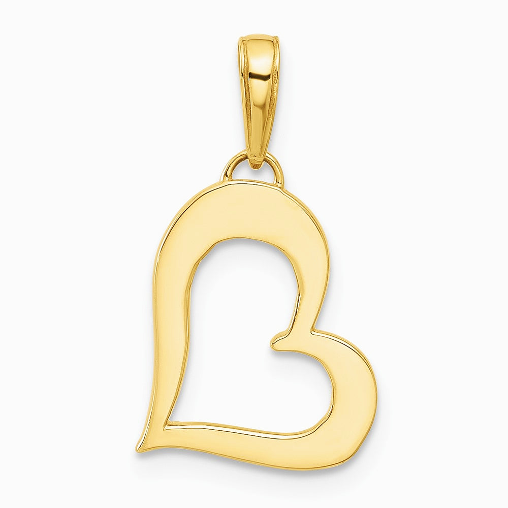 14K Yellow & Rhodium and White Rhodium Diamond-Cut Heart Pendant - Product Photo