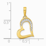 14K Yellow & Rhodium and White Rhodium Diamond-Cut Heart Pendant - Product Photo