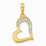 14K Yellow & Rhodium and White Rhodium Diamond-Cut Heart Pendant - Product Photo