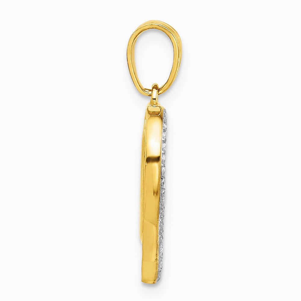 14K Yellow & Rhodium with White Rhodium Diamond-cut Infinity Heart Pendant - Product Photo