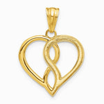 14K Yellow & Rhodium with White Rhodium Diamond-cut Infinity Heart Pendant - Product Photo