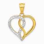 14K Yellow & Rhodium with White Rhodium Diamond-cut Infinity Heart Pendant - Product Photo