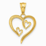 14K Yellow & Rhodium with White Rhodium Diamond-cut Open Hearts Pendant - Product Photo