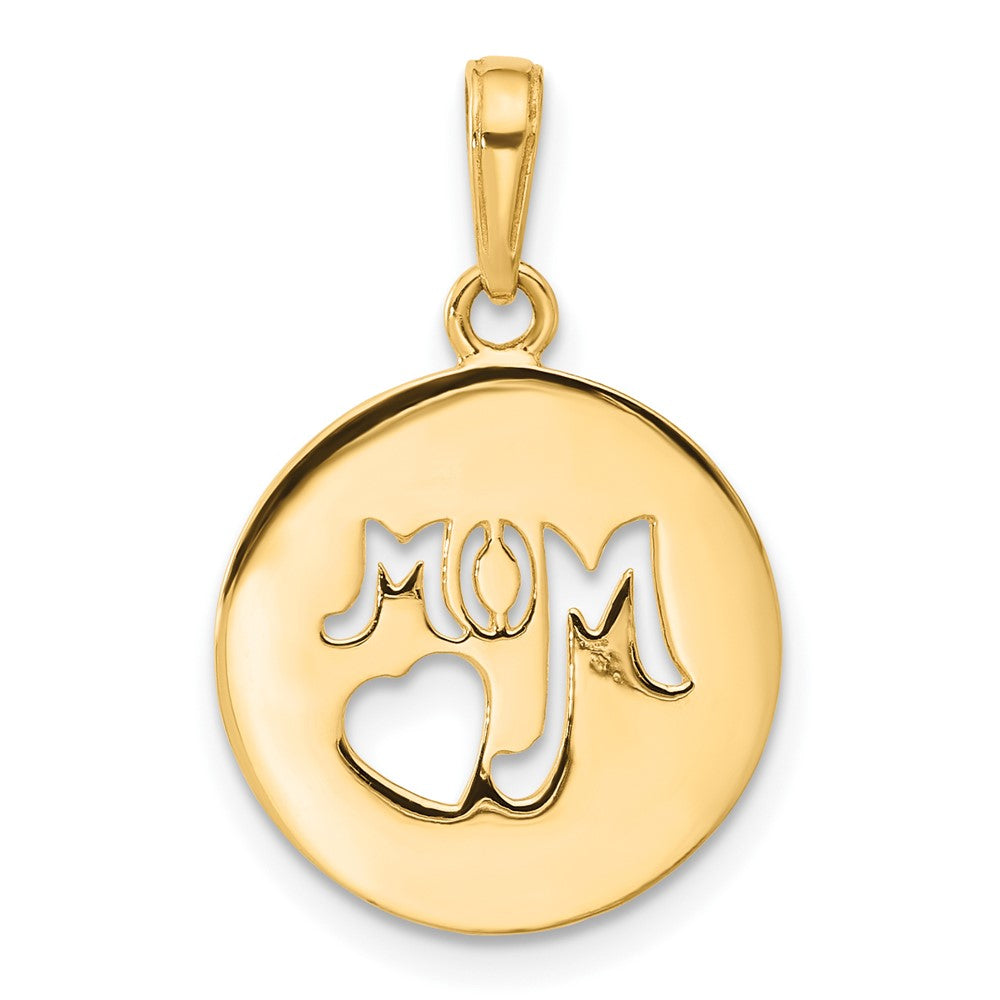 14K Yellow & Rhodium and White Rhodium Diamond-Cut MOM Cut-out Heart Pendant - Product Photo