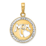 14K Yellow & Rhodium and White Rhodium Diamond-Cut MOM Cut-out Heart Pendant - Product Photo