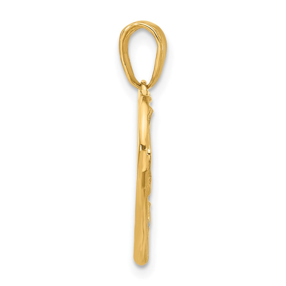 14K Yellow & RH and White RH Diamond-Cut Mother and Child Hands in Heart Pendant - Product Photo