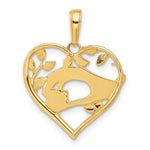 14K Yellow & RH and White RH Diamond-Cut Mother and Child Hands in Heart Pendant - Product Photo