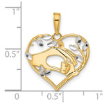 14K Yellow & RH and White RH Diamond-Cut Mother and Child Hands in Heart Pendant - Product Photo