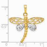 14K Yellow & Rhodium and White Rhodium Pol. and Diamond-Cut Dragonfly Pendant - Product Photo