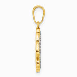 14K Yellow & RH and White RH Pol. and Diamond-Cut 4-Leaf Clover Pendant - Product Photo