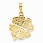 14K Yellow & RH and White RH Pol. and Diamond-Cut 4-Leaf Clover Pendant - Product Photo