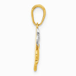 14K Yellow & RH with Rose and White RH Pol. and Diamond-Cut Clover Pendant - Product Photo