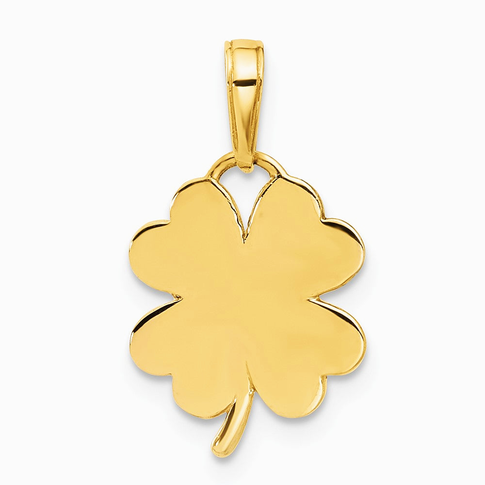 14K Yellow & RH with Rose and White RH Pol. and Diamond-Cut Clover Pendant - Product Photo