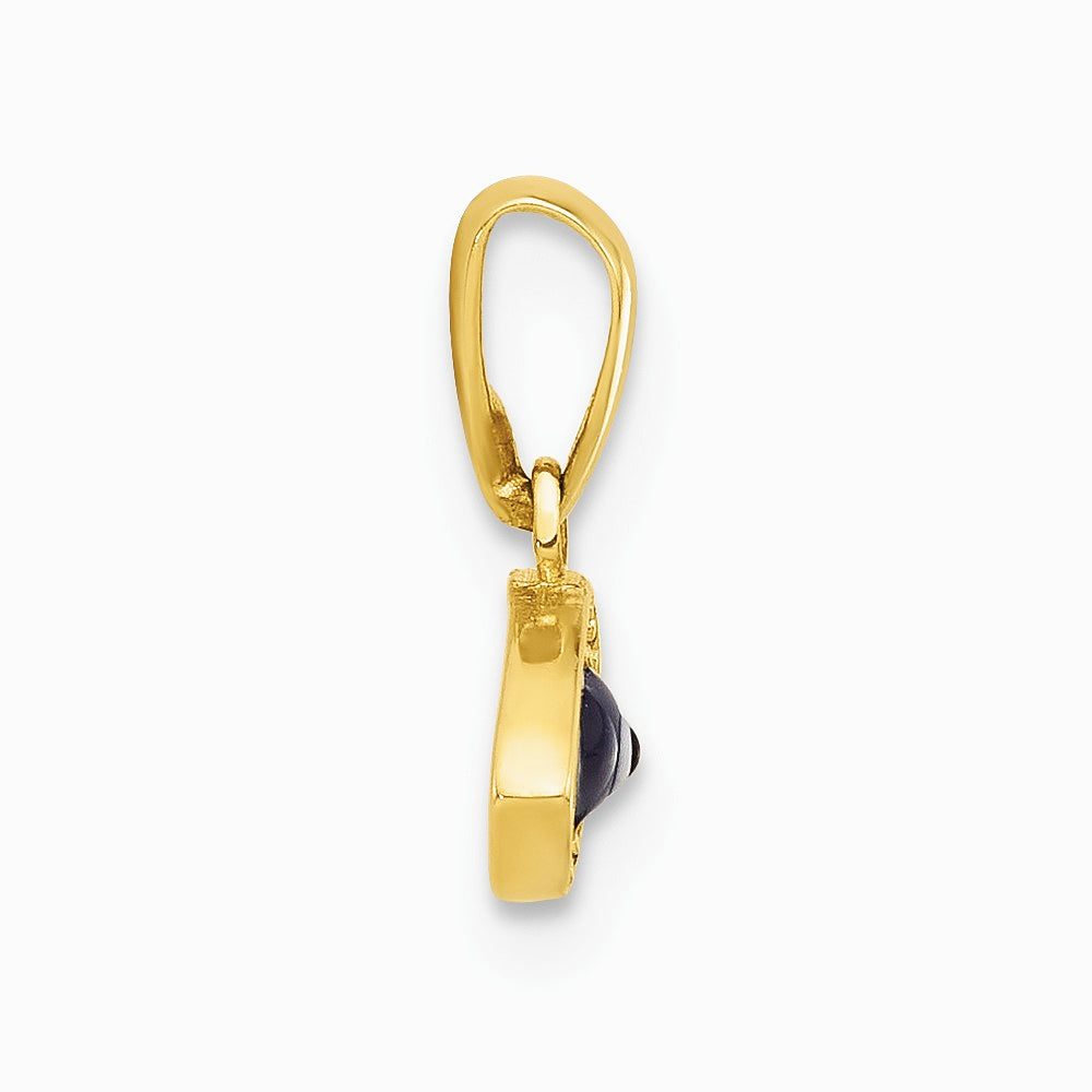 14K Yellow Gold Polished CZ and Enamel Evil Eye Pendant - Product Photo