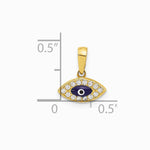 14K Yellow Gold Polished CZ and Enamel Evil Eye Pendant - Product Photo