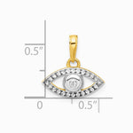 14K Yellow & Rhodium and White Rhodium Diamond-Cut Evil Eye Pendant - Product Photo