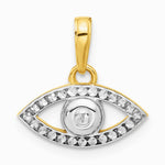 14K Yellow & Rhodium and White Rhodium Diamond-Cut Evil Eye Pendant - Product Photo